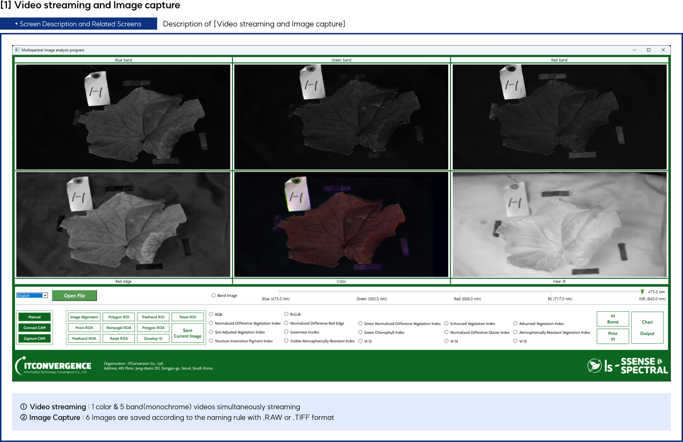 Description of Video streaming and Image capture