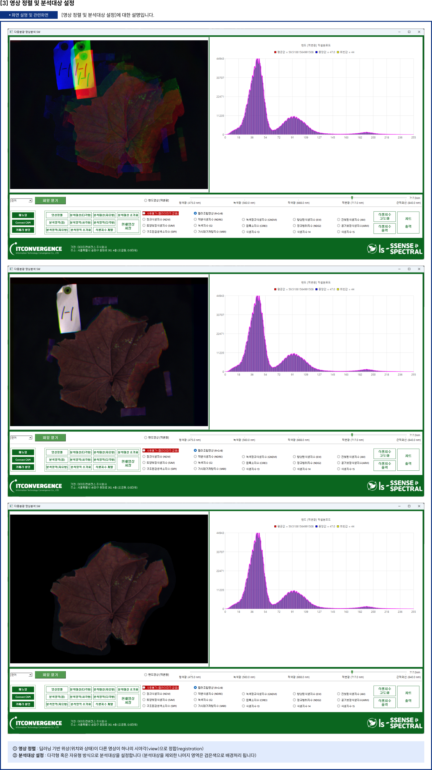 영상 정렬 및 분석대상 설정에 대한 설명입니다.